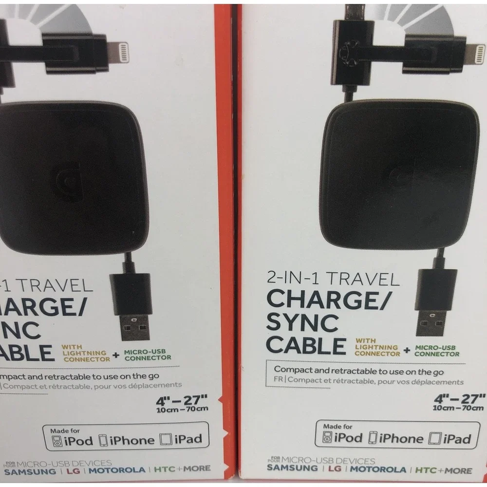 Griffin 2 in 1 Travel Charger‎ Sync Cable Micro USB Connector Lot of 4
